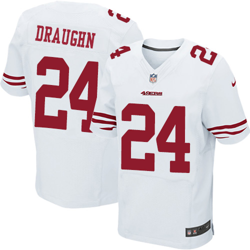 Men's Elite Shaun Draughn Nike Jersey White Road - #24 NFL San Francisco 49ers